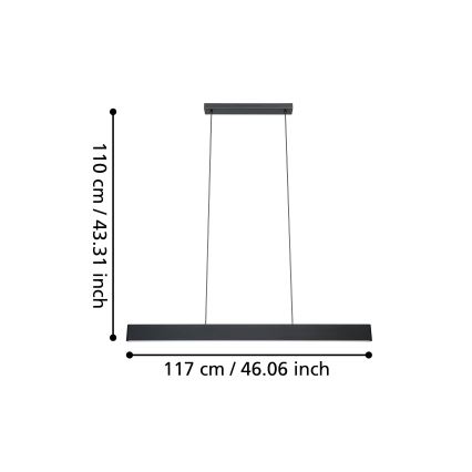 Eglo - Dimmbare LED-RGBW-Hängeleuchte an Schnur LED/38W/230V 2700-6500K schwarz