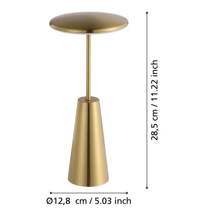 Eglo - Dimmbare LED-Außenleuchte mit Touch-Funktion LED/2,8W/5V 2400K/3000K/4000K 5200 mAh IP54 golden