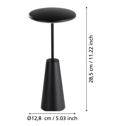 Eglo - Dimmbare LED-Außenleuchte mit Touch-Funktion  LED/2,8W/5V 2400K/3000K/4000K 5200 mAh IP54 schwarz