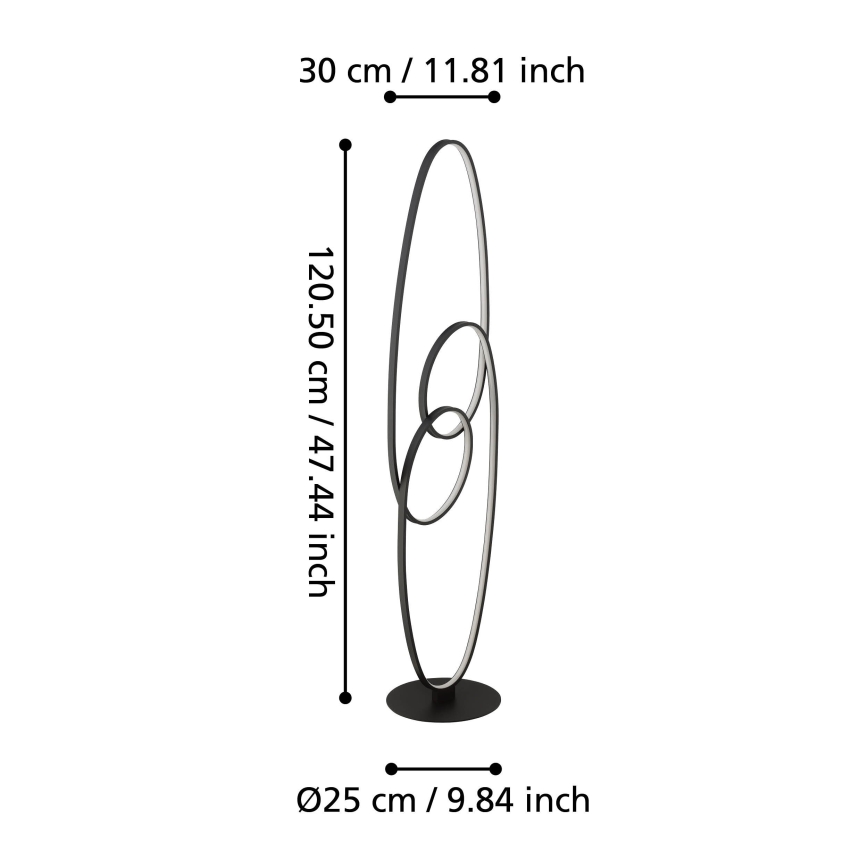 Eglo - LED-Stehleuchte LED/38W/230V 3000K schwarz
