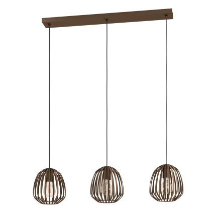 Eglo - Hängeleuchte mit Drahtseilabhängung, 3x E27/40W/230V, Bronze