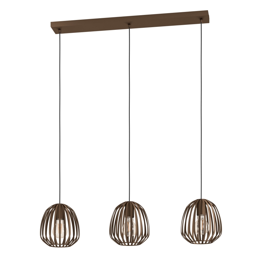 Eglo - Hängeleuchte mit Drahtseilabhängung, 3x E27/40W/230V, Bronze
