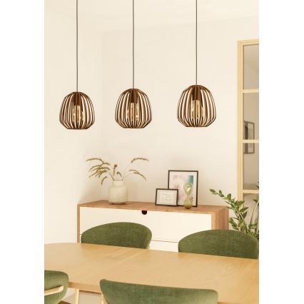 Eglo - Hängeleuchte mit Drahtseilabhängung, 3x E27/40W/230V, Bronze