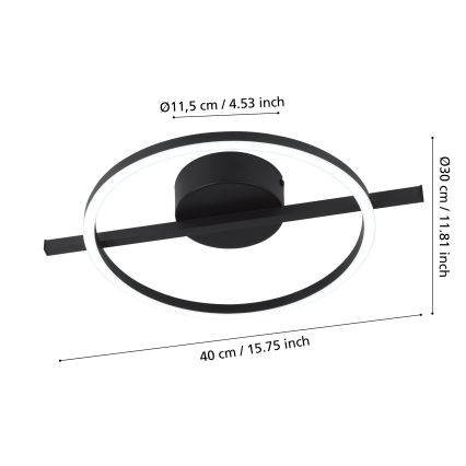 Eglo - Dimmbare LED-RGBW-Deckenleuchte LED/17W/230V 2700-6500K schwarz + Fernbedienung