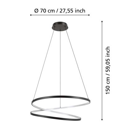Eglo - LED-Kronleuchter LED/42W/230V 3000K schwarz