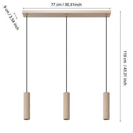 Eglo - LED-Hängeleuchte 3xGU10/5W/230V 3000K beige