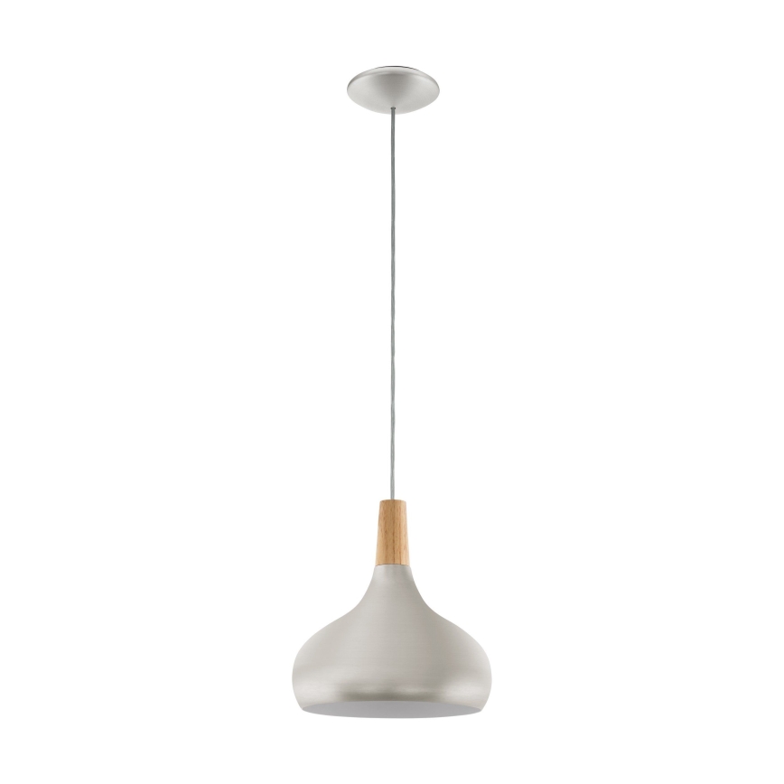 Eglo - Hängeleuchte an Schnur 1xE27/60W/230V d 28 cm silbern - FSC-zertifiziert