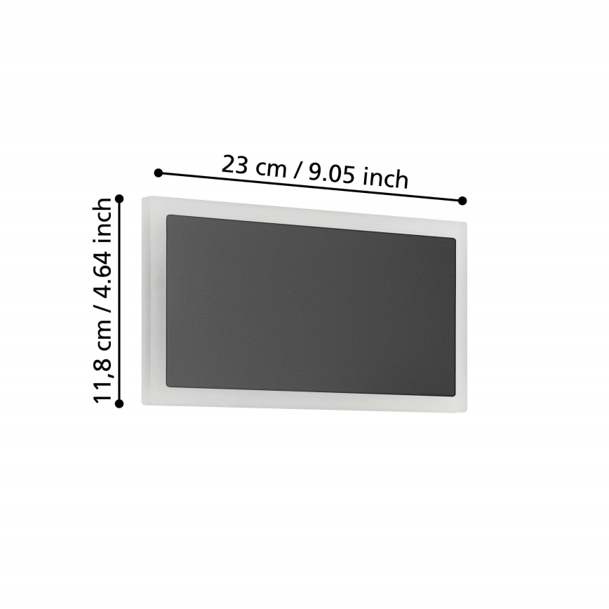 Eglo - LED-Wandleuchte LED/12W/230V 3000K 12x23 cm schwarz