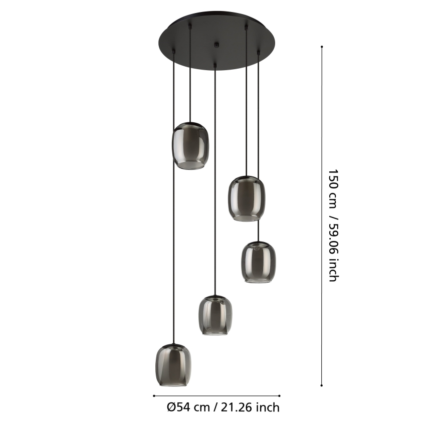 Eglo - Hängeleuchte 5xE27/28W/230V grau
