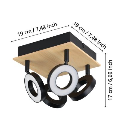 Eglo - LED-Einbaustrahler 4xLED/4,2W/230V schwarz/braun