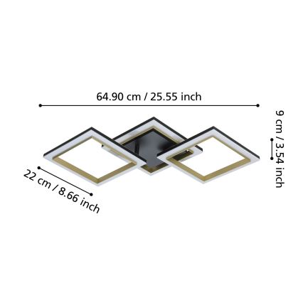 Eglo - Dimmbare LED-Deckenleuchte LED/20W/230V 4000K schwarz/golden