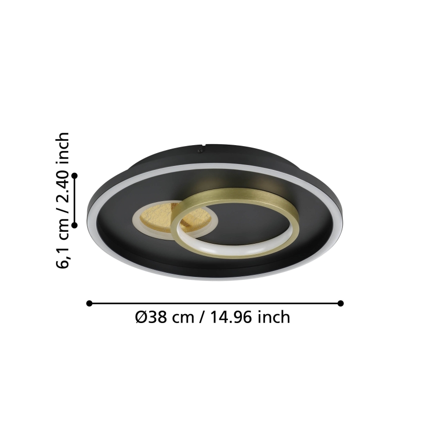 Eglo - LED-Deckenleuchte 1xLED/14W/230V + 1xLED/8,5W d 38 cm schwarz/golden