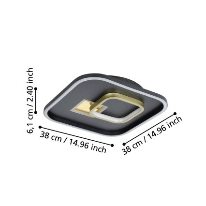 Eglo - LED-Deckenleuchte 1xLED/16,2W/230V + 1xLED/9,2W 38x38 cm schwarz/golden