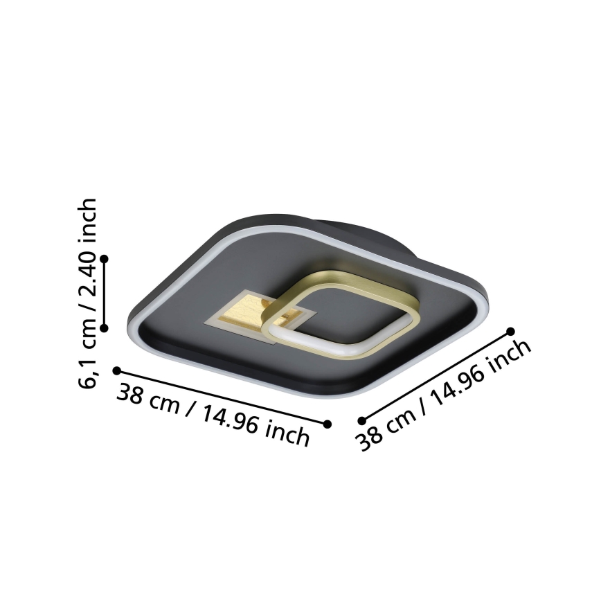 Eglo - LED-Deckenleuchte 1xLED/16,2W/230V + 1xLED/9,2W 38x38 cm schwarz/golden