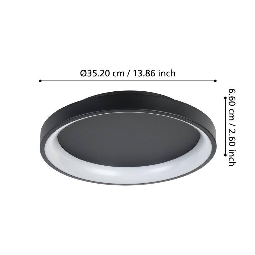Eglo - Dimmbare LED-Deckenleuchte LED/12W/230V 2700-6500K schwarz + Fernbedienung