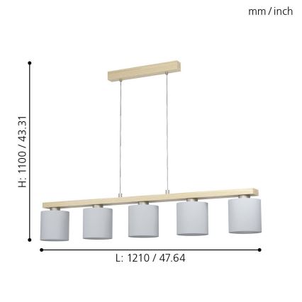 Eglo - Hängeleuchte an Schnur 5xE27/28W/230V - FSC-zertifiziert