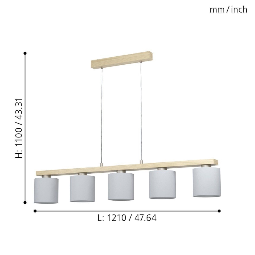 Eglo - Hängeleuchte an Schnur 5xE27/28W/230V - FSC-zertifiziert