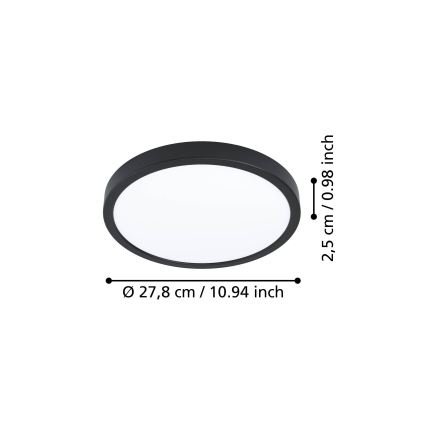 Eglo - LED-Deckenleuchte LED/14,2W/230V 2700/4000/6500K Ø 27,8 cm schwarz