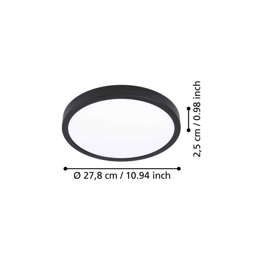 Eglo - LED-Deckenleuchte LED/14,2W/230V 2700/4000/6500K Ø 27,8 cm schwarz
