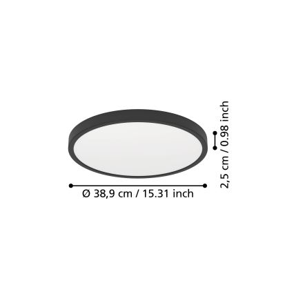 Eglo - LED Deckenleuchte LED/17W/230V 2700/4000/6500K Ø 38,9 cm schwarz