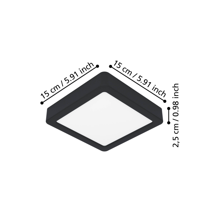Eglo - LED-Deckenleuchte LED/7W/230V 2700/4000/6500K 15x15cm schwarz
