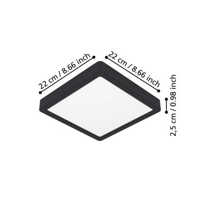 Eglo - LED-Deckenleuchte LED/10,5W/230V 2700/4000/6500K 22x22cm schwarz