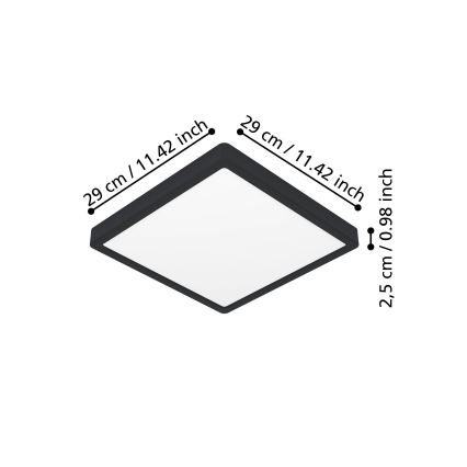 Eglo - LED Deckenleuchte LED/13W/230V 2700/4000/6500K 29x29cm schwarz