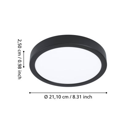 Eglo - LED-Badezimmer-Deckenleuchte LED/11,5W/230V 2700/4000/6500K Ø 21,1 cm IP44 Schwarz
