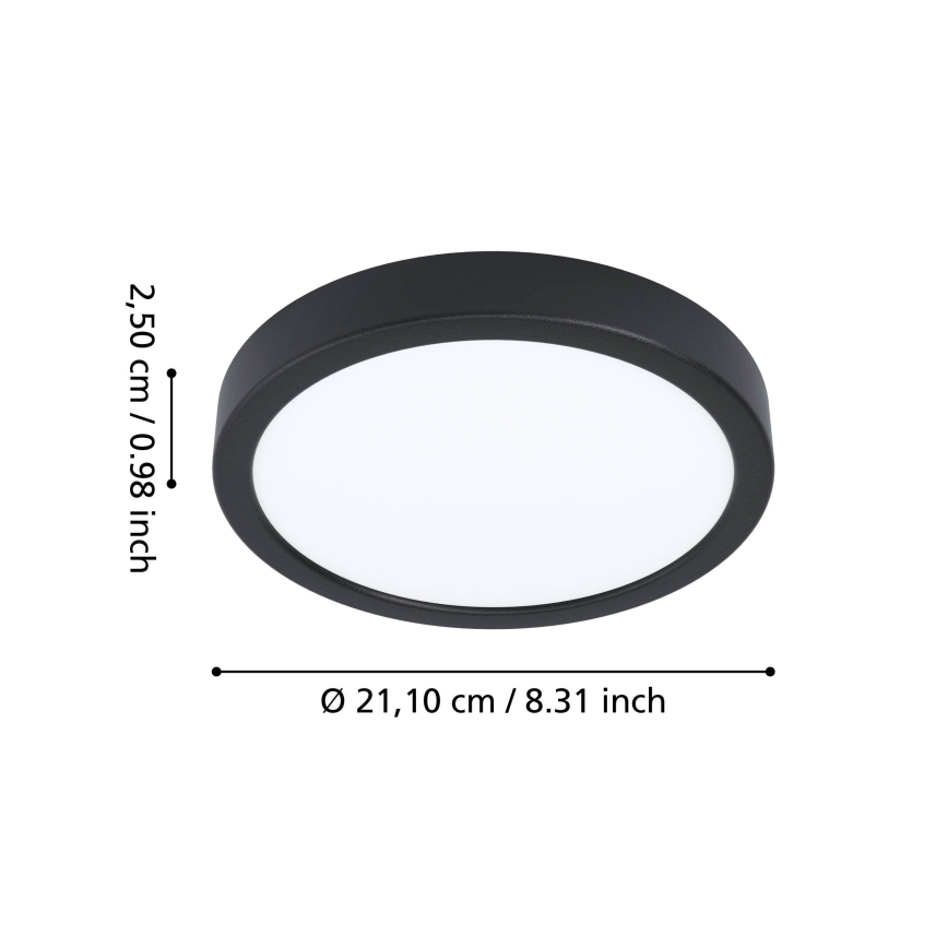 Eglo - LED-Deckenleuchte für Badezimmer LED/11,5W/230V Ø 21,1 cm IP44 schwarz