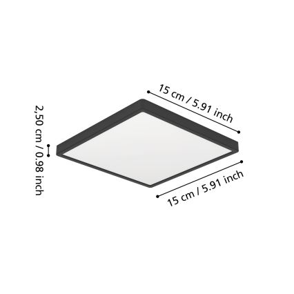 Eglo - LED Badezimmer-Deckenleuchte LED/7W/230V 15x15 cm IP44 schwarz
