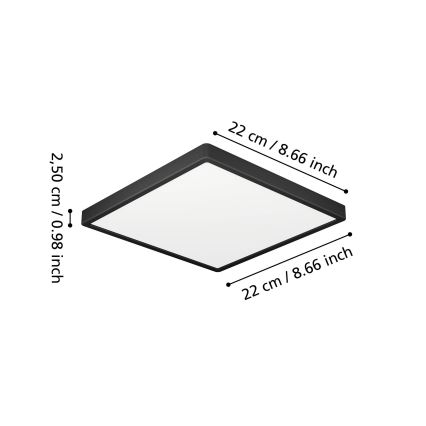 Eglo - LED Badezimmer-Deckenleuchte LED/10,5W/230V 22x22 cm IP44 schwarz