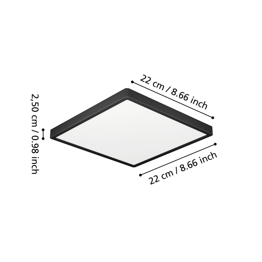Eglo - LED Badezimmer-Deckenleuchte LED/10,5W/230V 22x22 cm IP44 schwarz