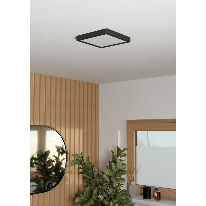 Eglo - LED-Badezimmer-Deckenleuchte LED/10,5W/230V 2700/4000/6500K 22x22 cm IP44 schwarz