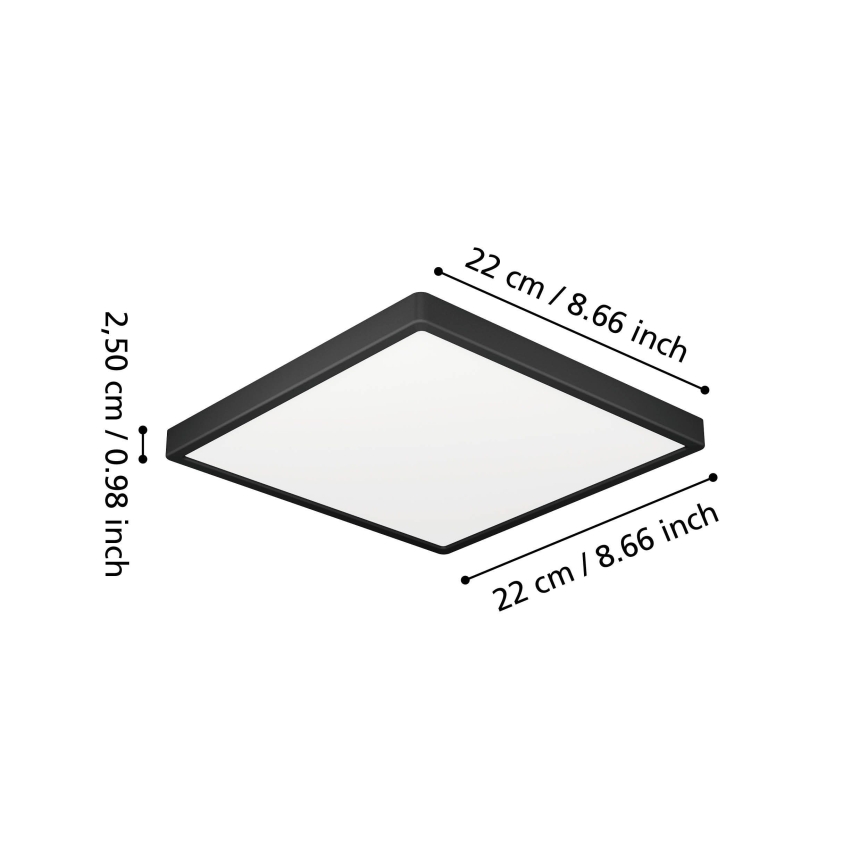 Eglo - LED-Badezimmer-Deckenleuchte LED/10,5W/230V 2700/4000/6500K 22x22 cm IP44 schwarz