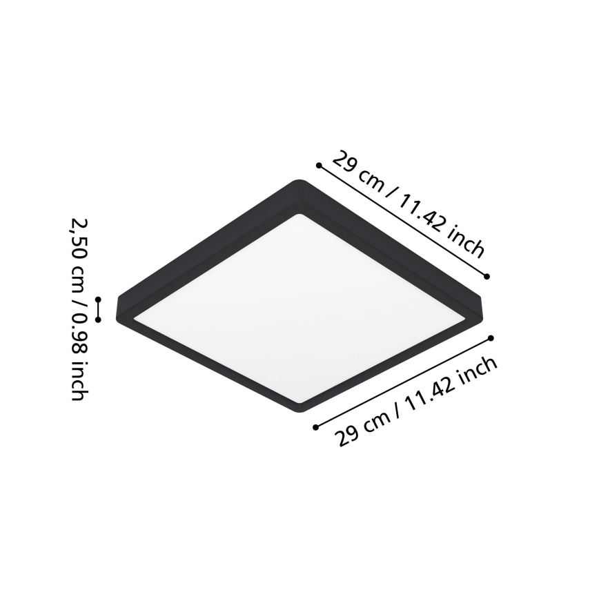 Eglo - LED-Deckenleuchte für Badezimmer LED/13W/230V 29x29 cm IP44 schwarz