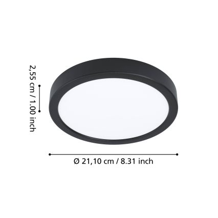 Eglo - LED RGBW, dimmbar, Badezimmer-Deckenleuchte LED/11,2W/230V 2700-6500K Ø 21,1 cm IP44 schwarz