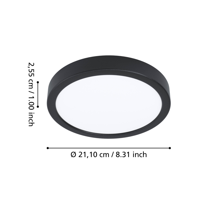 Eglo - LED RGBW, dimmbar, Badezimmer-Deckenleuchte LED/11,2W/230V 2700-6500K Ø 21,1 cm IP44 schwarz