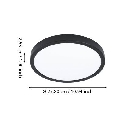 Eglo - dimmbare LED RGBW-Deckenleuchte für Badezimmer LED/14,3W/230V 2700-6500K Ø 27,8 cm IP44 schwarz