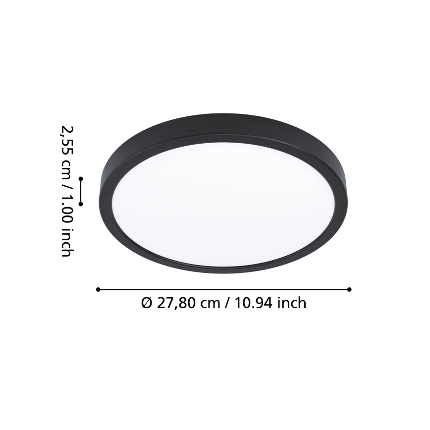 Eglo - dimmbare LED RGBW-Deckenleuchte für Badezimmer LED/14,3W/230V 2700-6500K Ø 27,8 cm IP44 schwarz