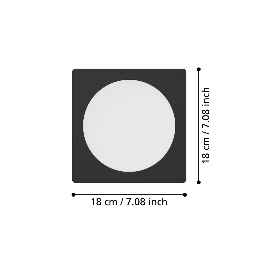 Eglo - LED-Einbauleuchte LED/10,5 W/230 V 2700/4000/6500 K 16,6 x 16,6 cm schwarz