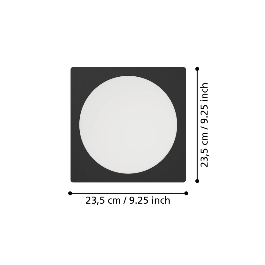 Eglo - LED Einbauleuchte LED/18,5W/230V 2700/4000/6500K 21,6x21,6 cm schwarz
