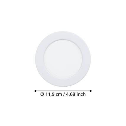 Eglo - LED-Einbauleuchte LED/6,3W/230V 2700/4000/6500K Ø 11,9 cm weiß