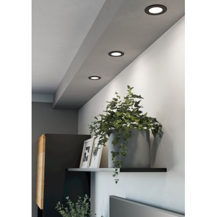 Eglo - 3er-Set RGBW-LED-Einbauleuchten für Badezimmer, dimmbar, LED/2,8W/230V, 2700–6500K, Ø 8,8 cm, IP44, schwarz