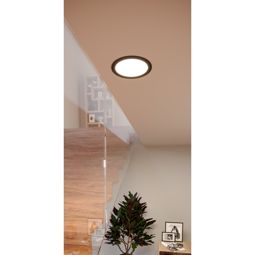Eglo - LED RGBW dimmbare Bad-Einbauleuchte LED/9,5W/230V 2700-6500K Ø 16,8 cm IP44 schwarz