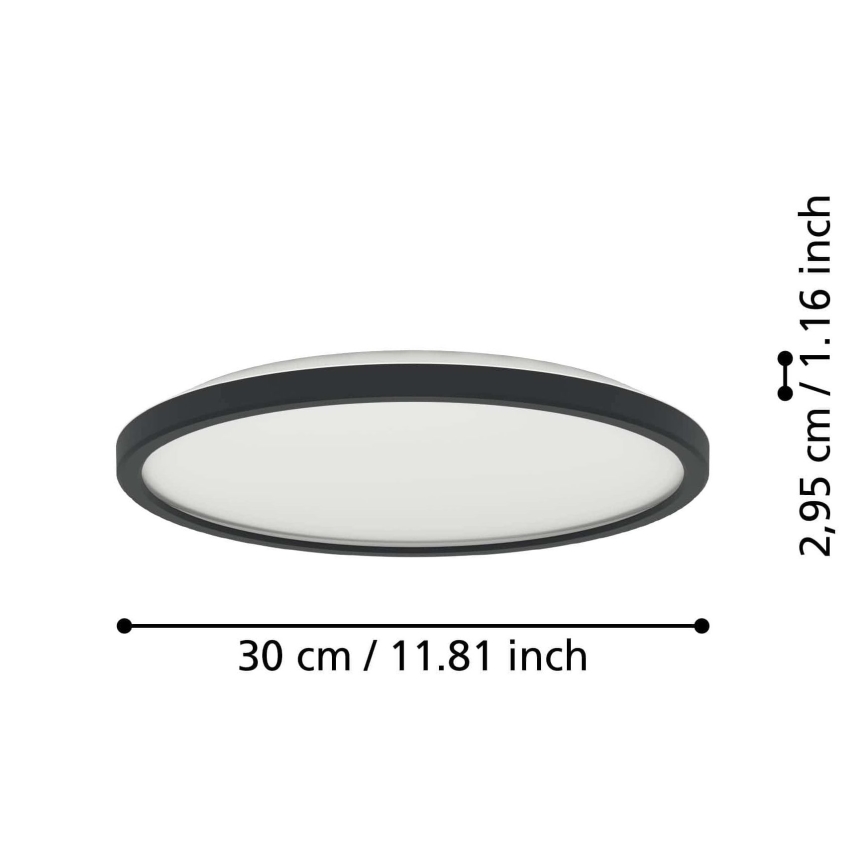 Eglo - LED Badezimmer-Deckenleuchte LED/13,9W/230V 2700/4000/6500K Ø 30 cm IP44 schwarz