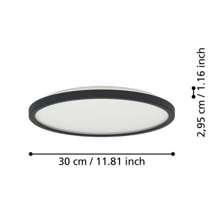 Eglo - LED-Deckenleuchte für den Outdoor-Bereich LED/13,9W/230V 2700/4000/6500K d 30 cm IP44 schwarz