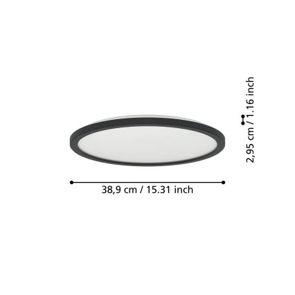 Eglo - LED-Deckenleuchte für Badezimmer LED/18,5W/230V 2700K/4000K/6500K d 38,9 cm IP44 schwarz