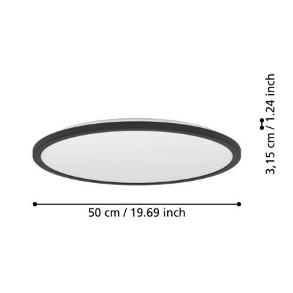 Eglo - LED-Deckenleuchte für den Outdoor-Bereich LED/16,8W/230V 2700/4000/6500K d 50 cm IP44 schwarz