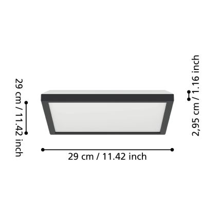 Eglo - LED Badezimmer-Deckenleuchte LED/13,4W/230V 2700/4000/6500K 29x29 cm IP44 schwarz