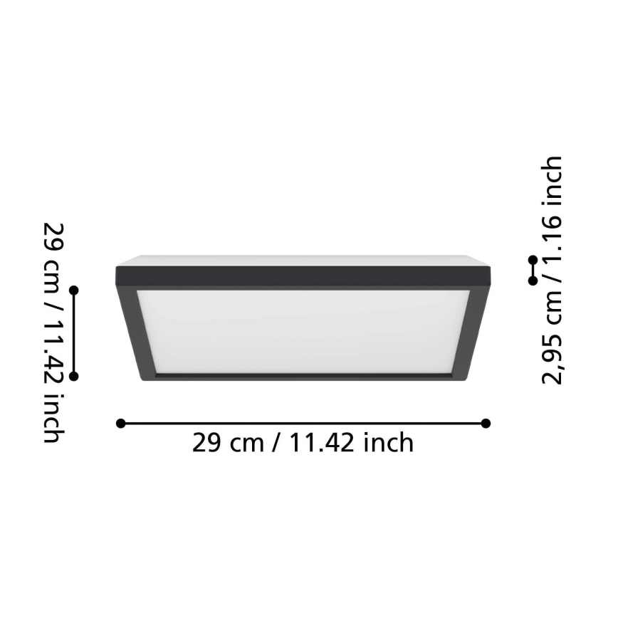 Eglo - LED Badezimmer-Deckenleuchte LED/13,4W/230V 2700/4000/6500K 29x29 cm IP44 schwarz